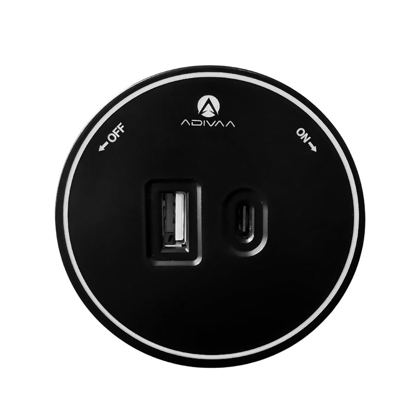 USB + C-Type Track Socket — Black
