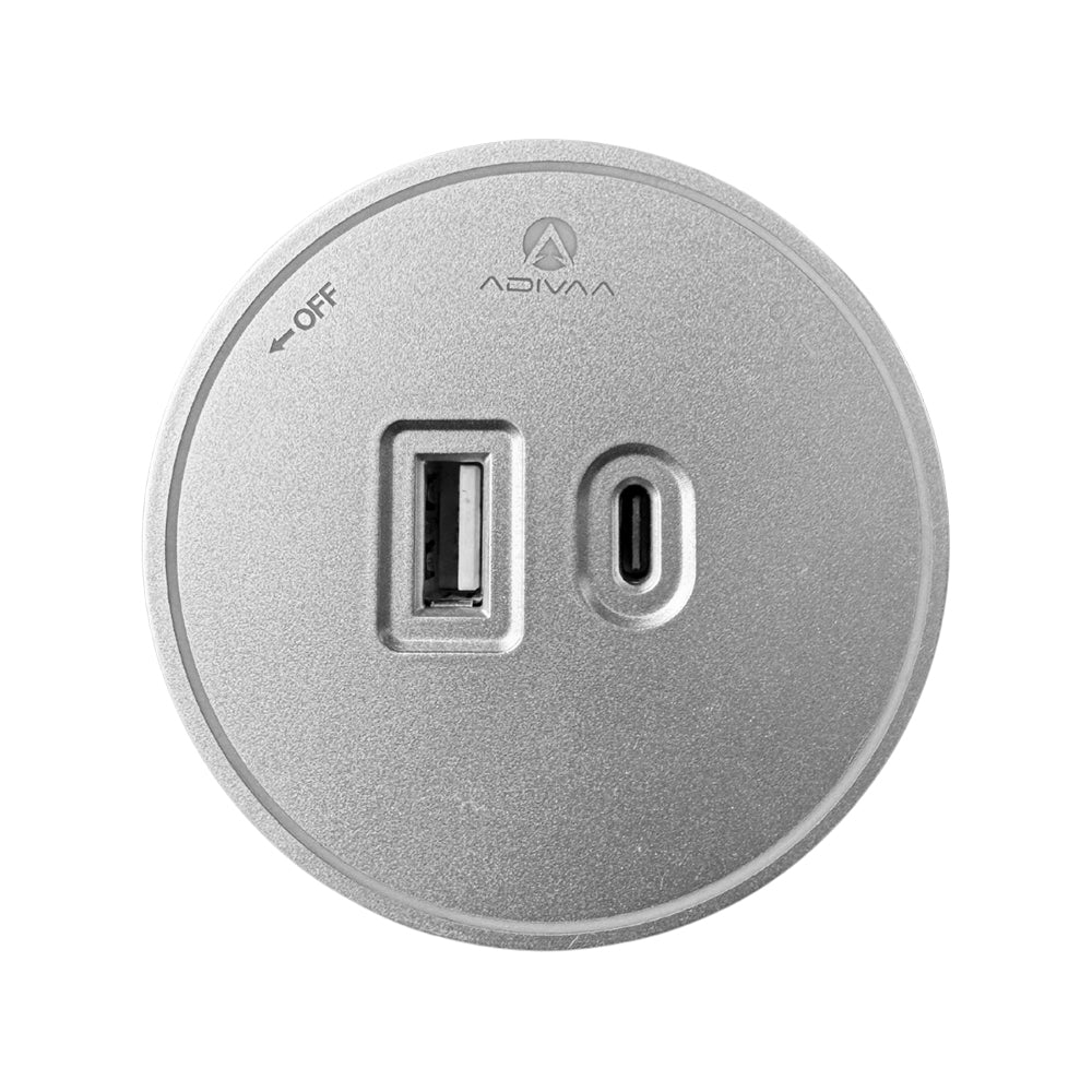 USB + C-Type Track Socket: Silver