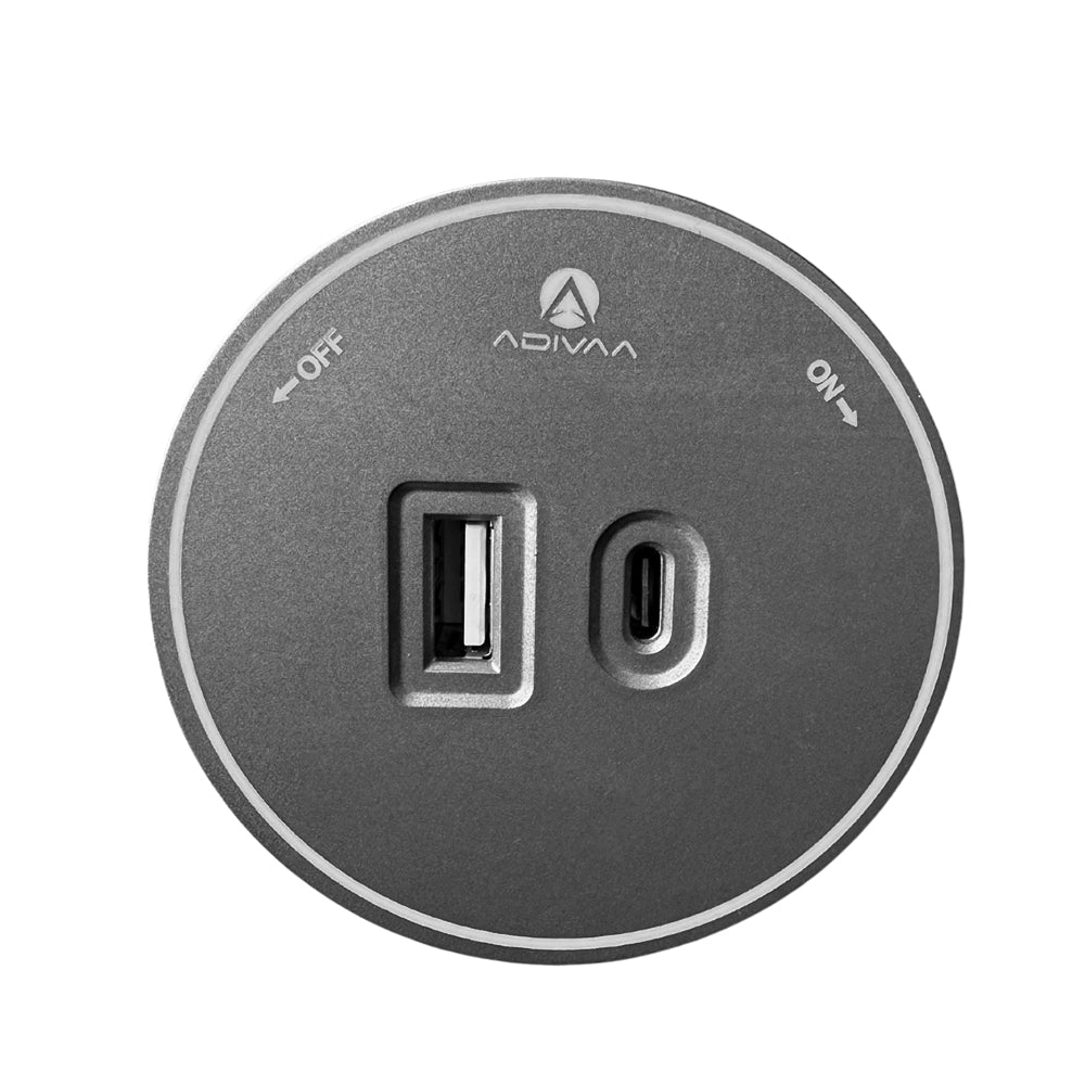 USB + C-Type Track Socket: Grey