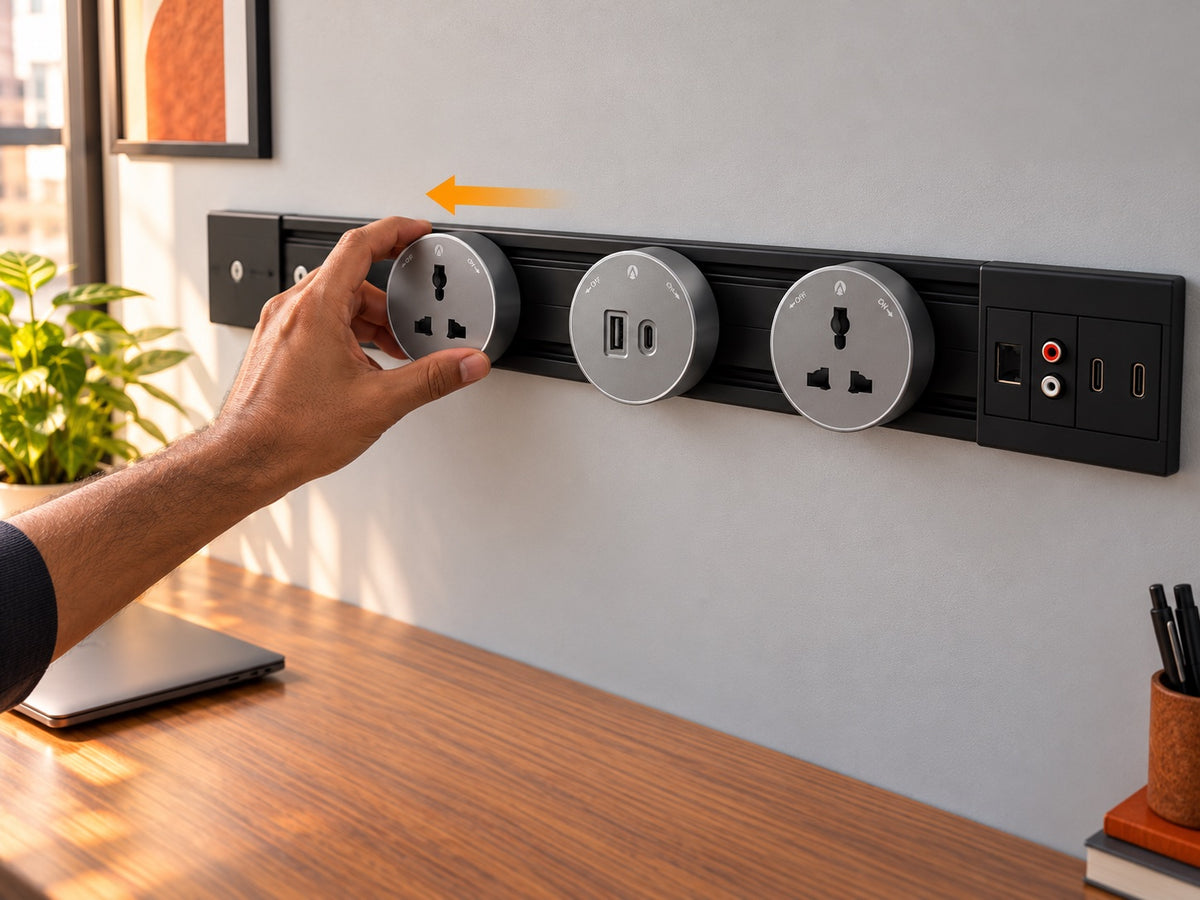 Moving a track socket along the power track by hand