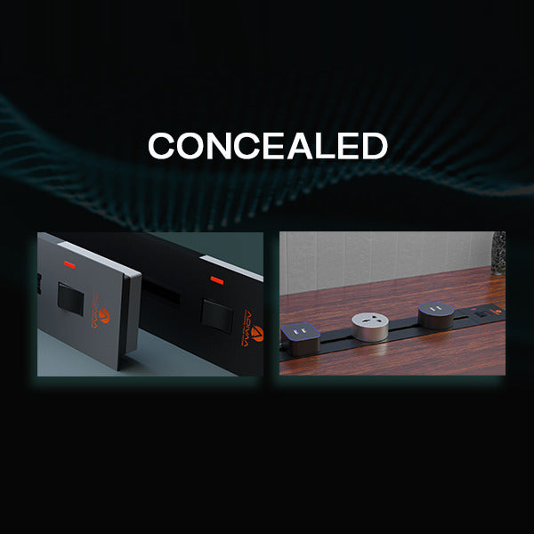 Concealed: the track recessed into the wall so it finishes flush
