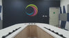 Long power tracks recessed in a conference table