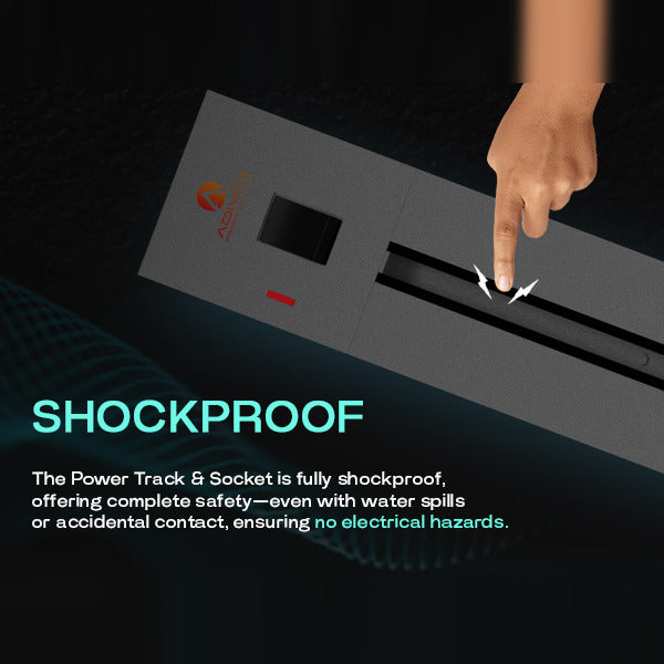 Shockproof: a finger on the track's open slot, with no electrical hazard